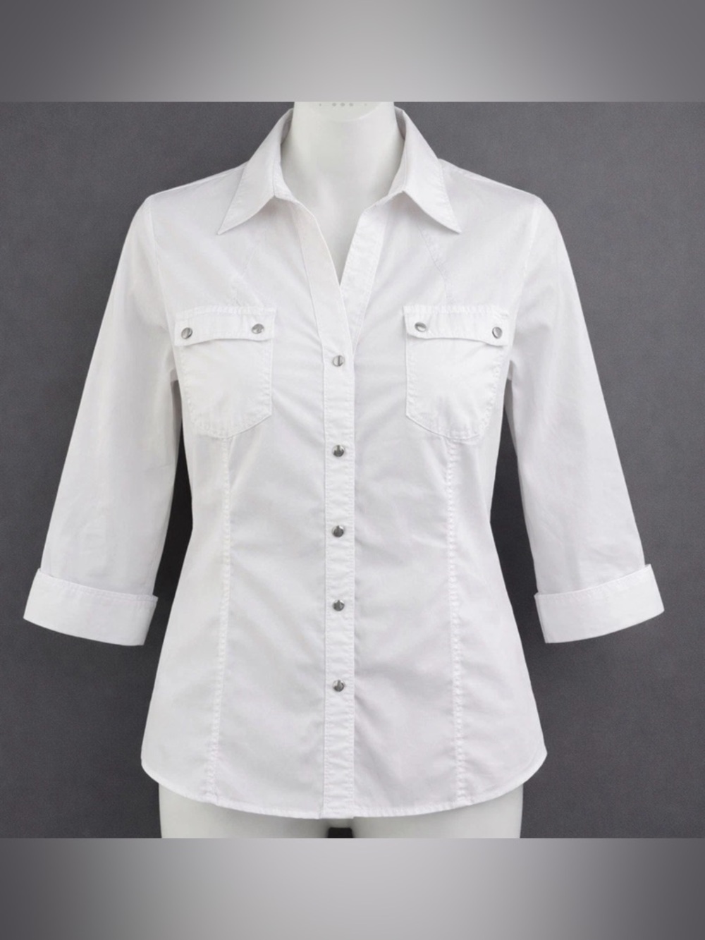 Zac & Rachel White Snap-Front Collared Shirt
